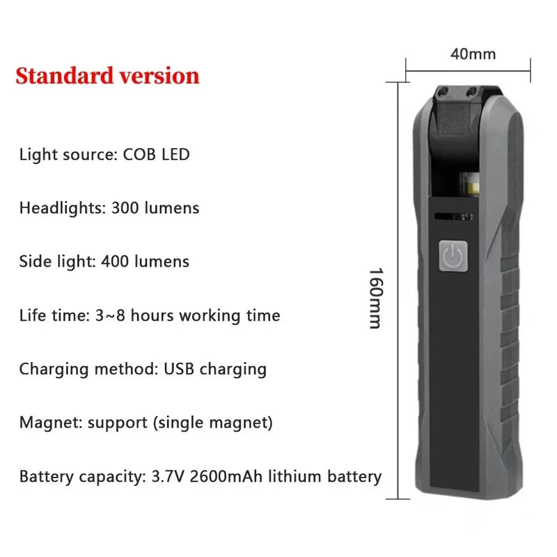 Portable COB Work Light Magnetic Flashlight
