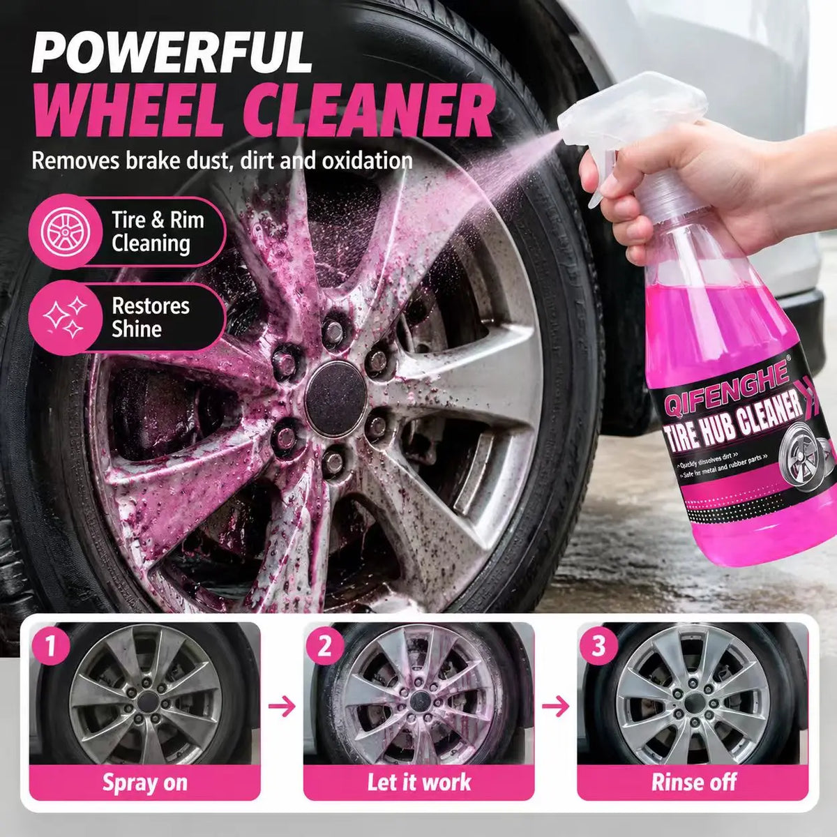 Auto Wheel Cleaner Spray Tire Rim Hub Brake Dust Remover