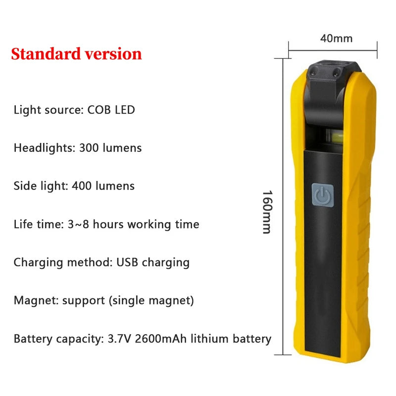 Portable COB Work Light Magnetic Flashlight