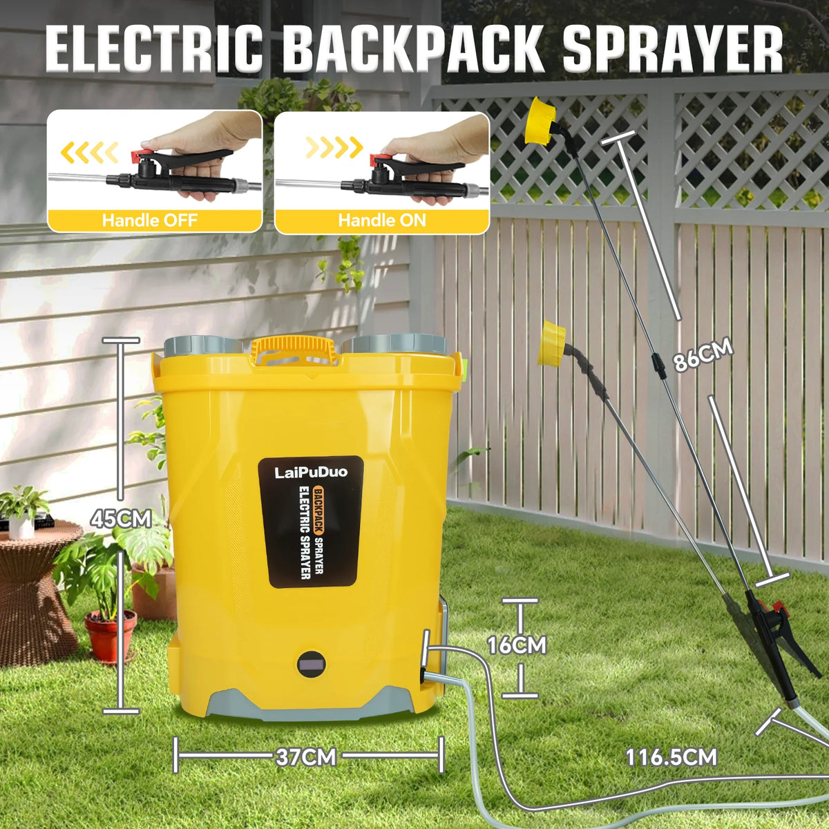 Battery Powered Backpack Sprayer 5.3 Gallon 0-100 PSI