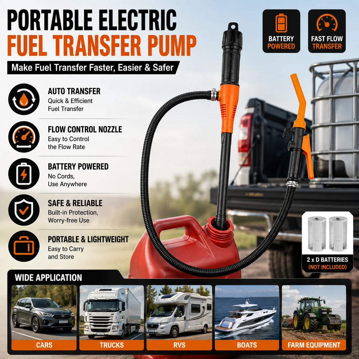 Portable Electric Automatic Pump Battery Powered Fuel Transfer Pump