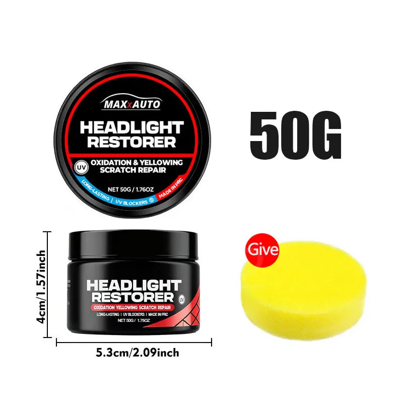 Car Headlight Restoration Kit - Renew Yellow Hues, Scratch & Blur Repair, Restore Brightnes to Both Front & Rear Headlamp Polish