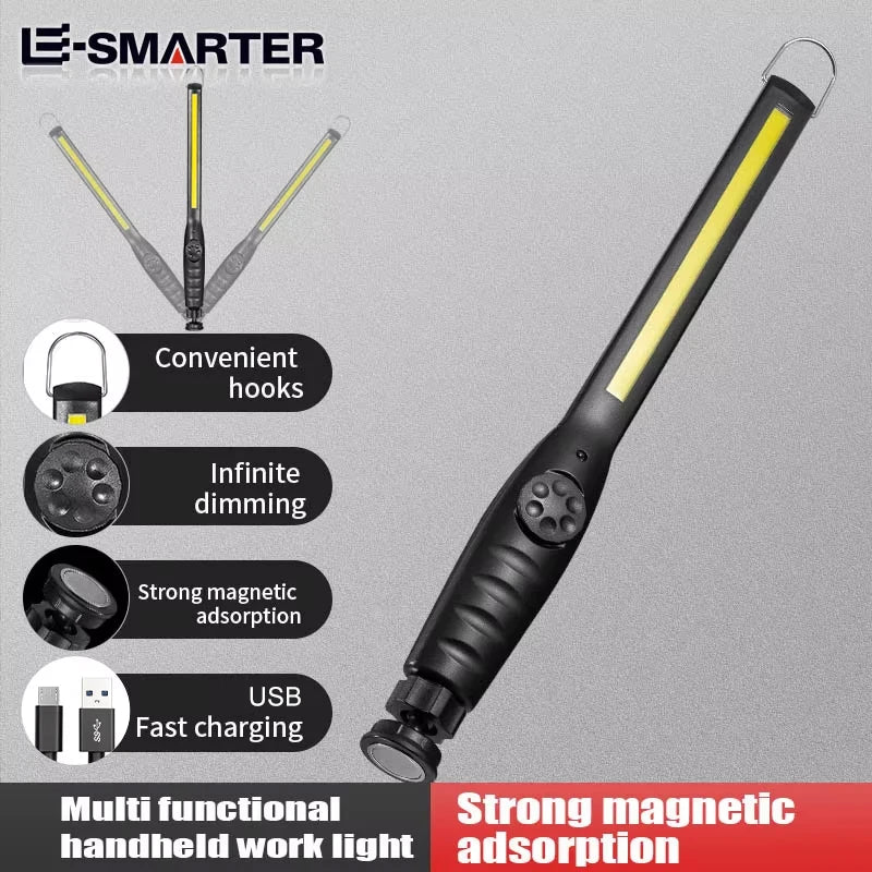 Portable COB Work Lights With Magnetic Rechargeable LED Flashlight