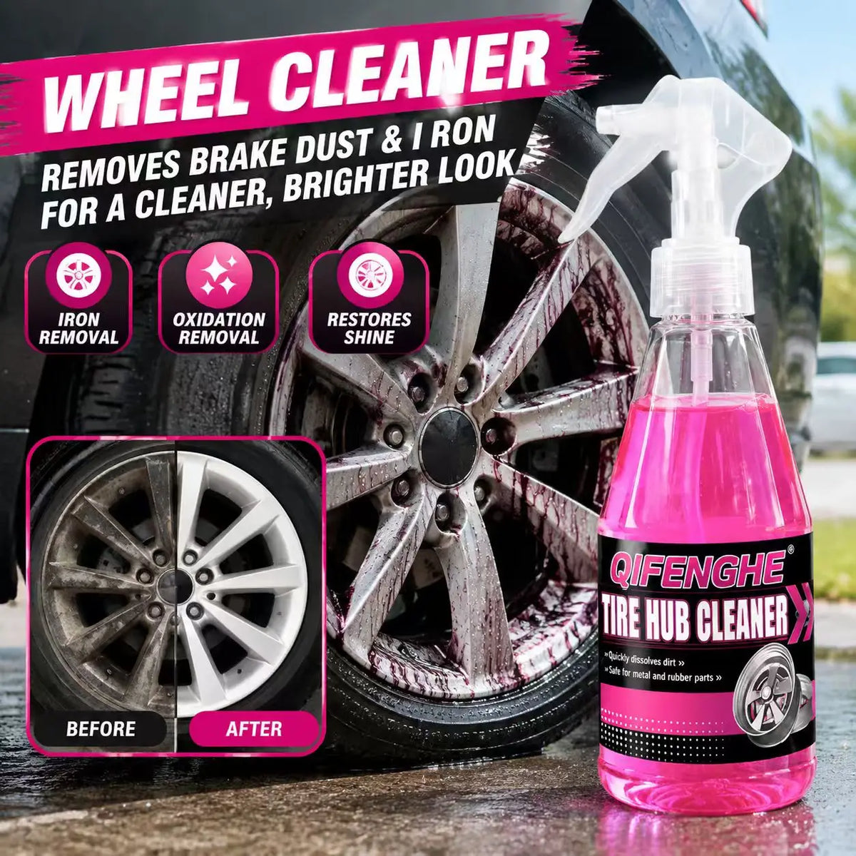 Auto Wheel Cleaner Spray Tire Rim Hub Brake Dust Remover