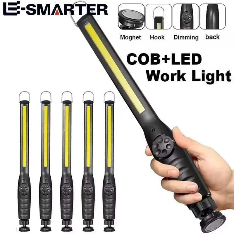 Portable COB Work Lights With Magnetic Rechargeable LED Flashlight