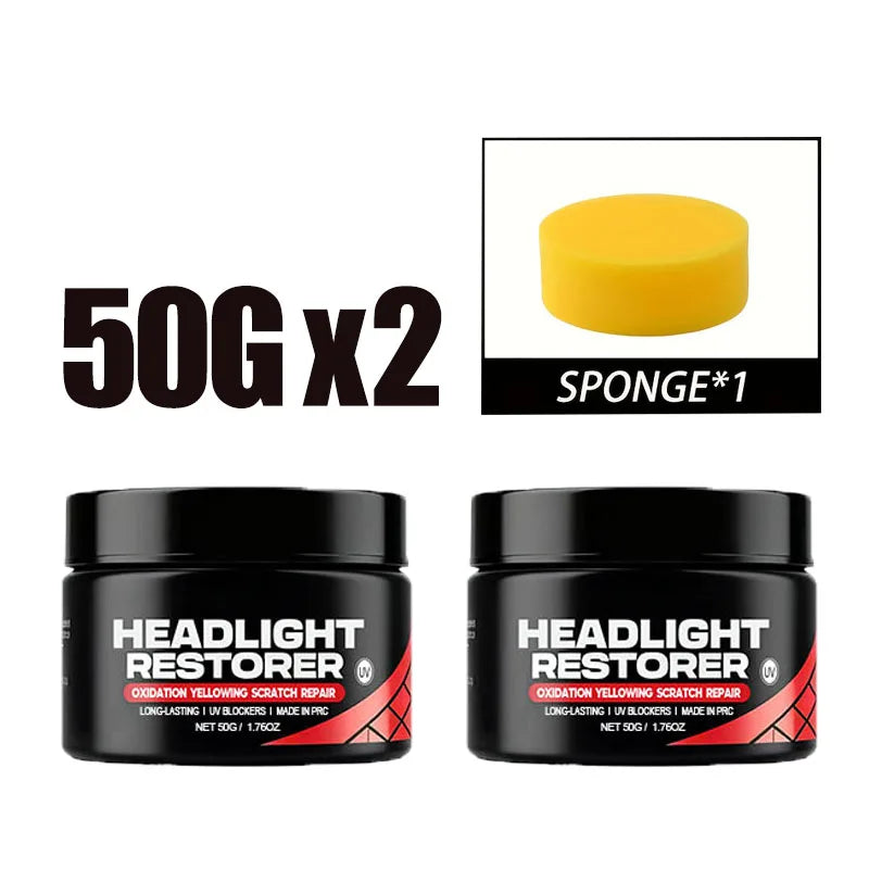 Car Headlight Restoration Kit - Renew Yellow Hues, Scratch & Blur Repair, Restore Brightnes to Both Front & Rear Headlamp Polish