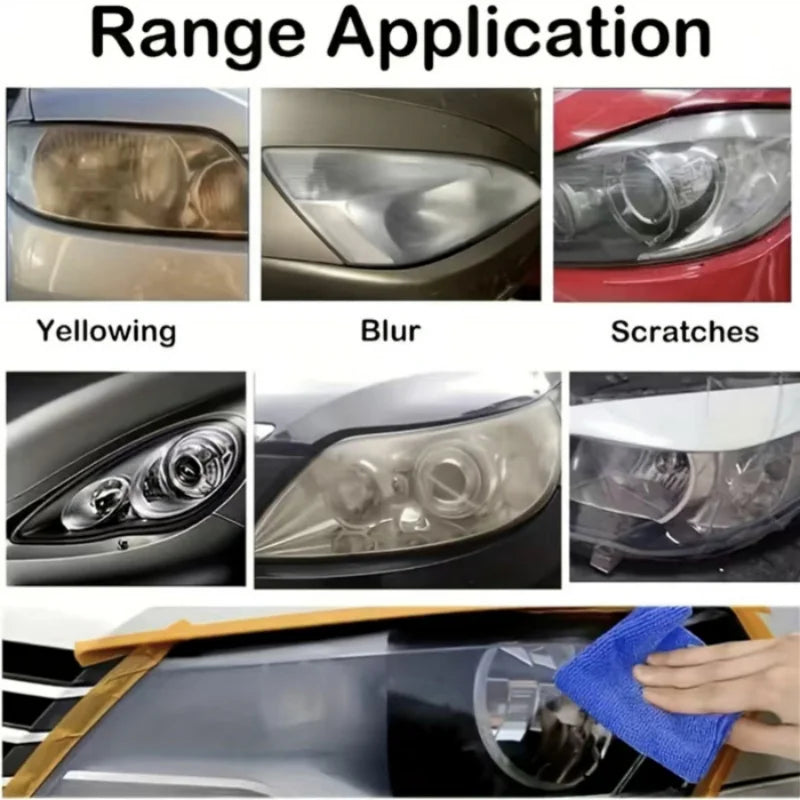Car Headlight Restoration Kit - Renew Yellow Hues, Scratch & Blur Repair, Restore Brightnes to Both Front & Rear Headlamp Polish